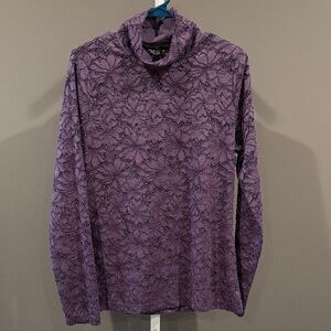 White House Black Market Purple Lace Turtleneck